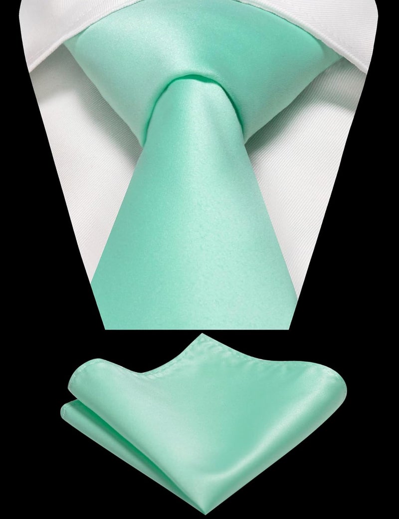 RBOCOTT Solid Color Tie and Pocket Square Hankerchief with Lapel Pin Set for Men - Image 2